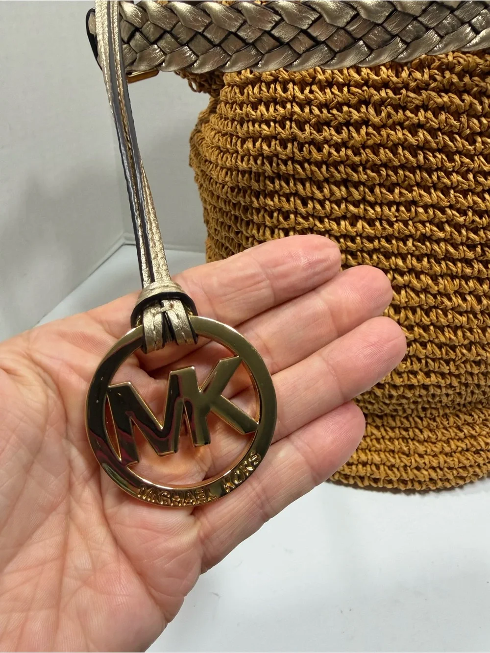 Michael Kors Woven Shoulder Bucket Bag